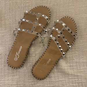 Clear Studded Slide Sandals